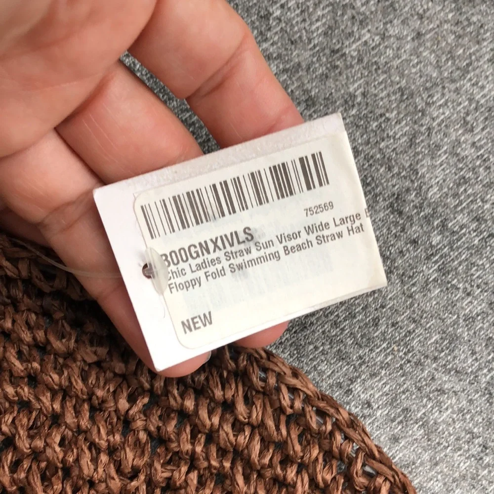 NWT! - Wide Brim Foldable Paper Straw Sun Hat - Picture 3 of 6